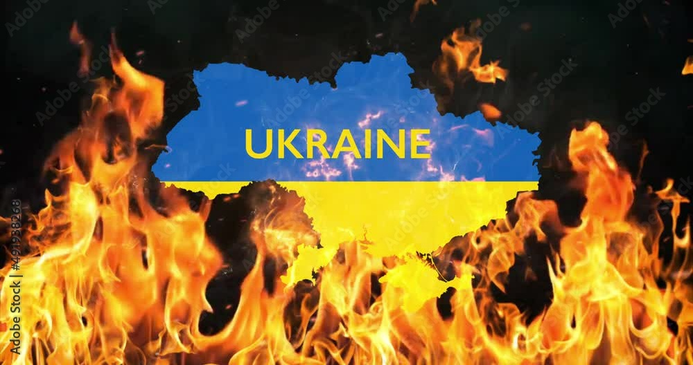 Burning Ukraine. Russia Ukraine war. Conflict regions in Ukraine