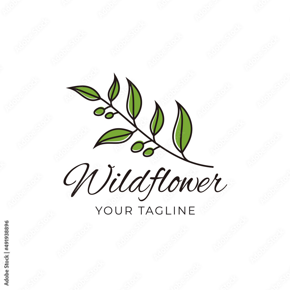 Wild flowers and leaves, Logos for spas and beauty salons, boutiques, organic shops, weddings, florists, interiors, photography, cosmetics. flower element