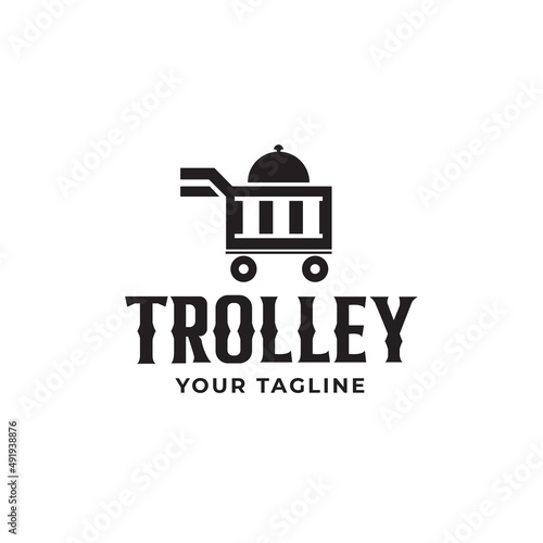 Ready food trolley logo vector design,vintage design
