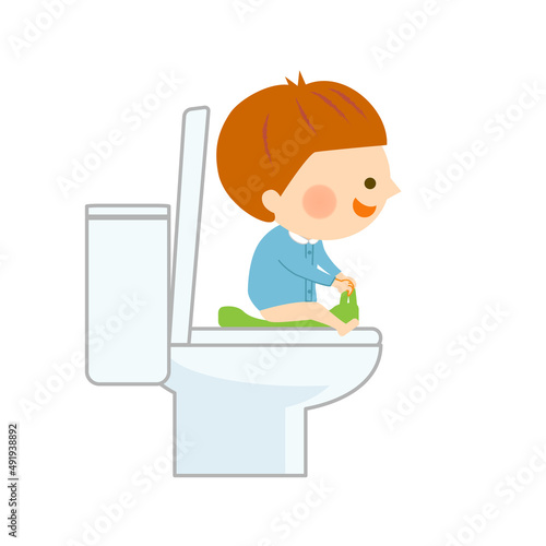 子育て、トイレに座る子供