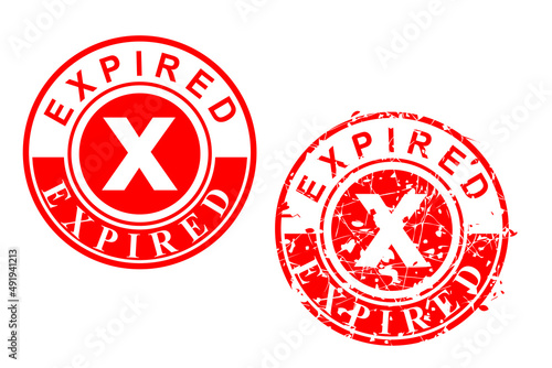 Simple Vector, Set 2 Circle Red Rubber Stamp, Expired, isolated on white