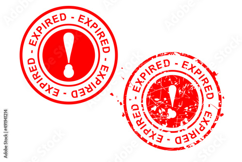 Simple Vector, Set 2 Circle Red Rubber Stamp, Expired, isolated on white