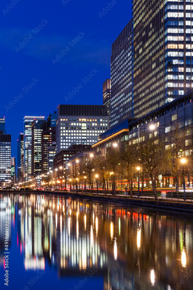 Obraz premium 丸の内ビジネス街夜景 東京都市夜景