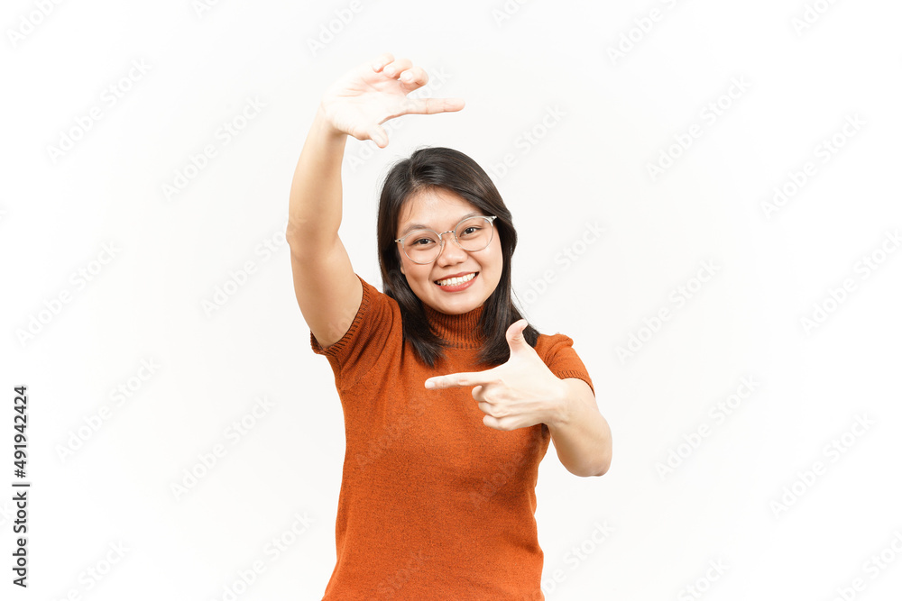 Make Frame With Hands Of Beautiful Asian Woman Isolated On White Background Make Frame With Hands Of Beautiful Asian Woman Isolated On White Background