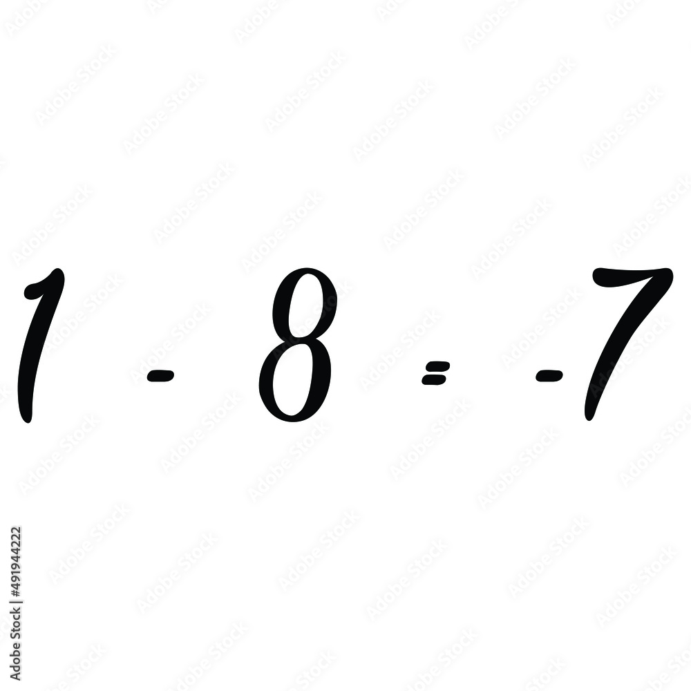 Fototapeta premium One Minus Eight Equals Minus Seven