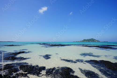 shoaling clear beach and island