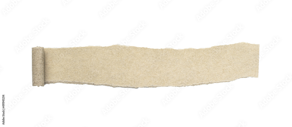 Recycled paper craft brown on a white background. Brown paper torn or ripped pieces of paper isolated clipping path 