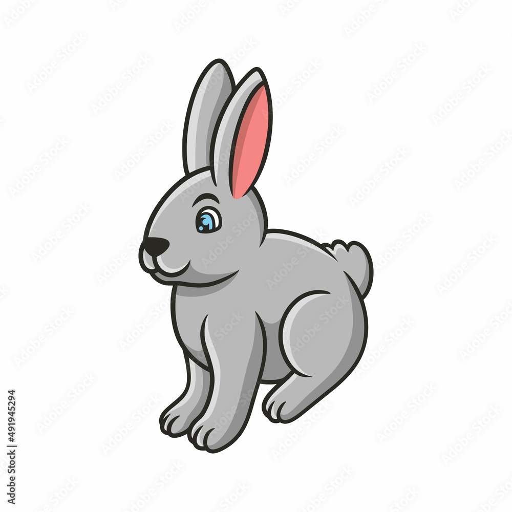 animals cartoon illustration rabbits are looking for food near rivers and waterfalls animals cartoon illustration rabbits are looking for food near rivers and waterfalls