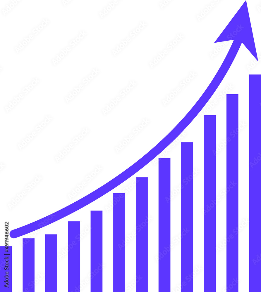 Growing graph sign. Violet icon with flat style shadow path..eps Growing graph sign. Violet icon with flat style shadow path..eps