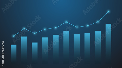 business and finance background concept. bar chart with uptrend line show earning growth and effective performance