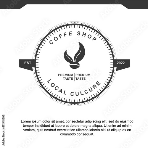 logo emblem of leaves and coffee beans with an elegant and vintage concept of a compass or wind direction