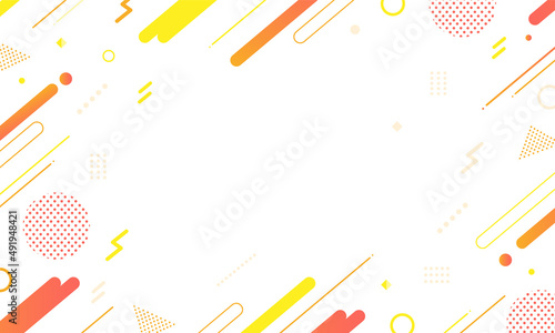 【オレンジ・黄系】幾何学模様背景・メンフィスのフレームパターン素材