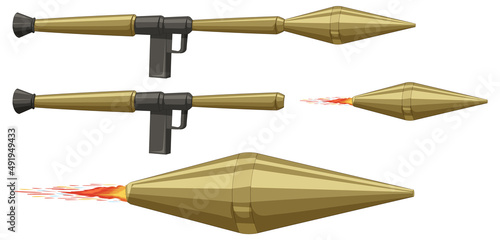 Rocket propelled grenade on white background