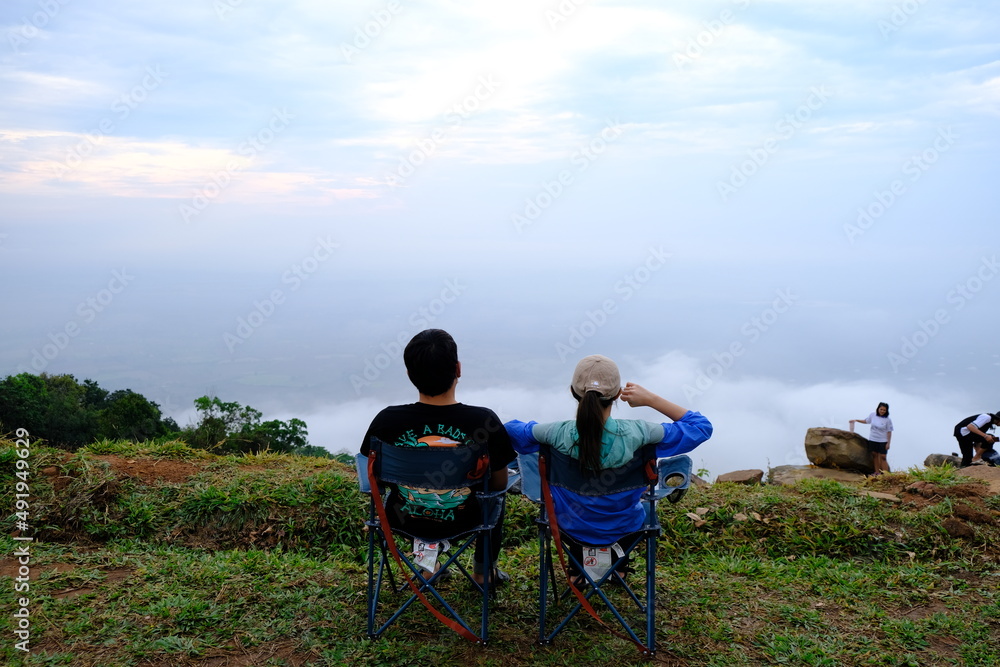 Rest day, camping tent see the beautiful nature