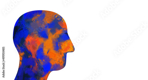 Abstract human head, digital illustration.
