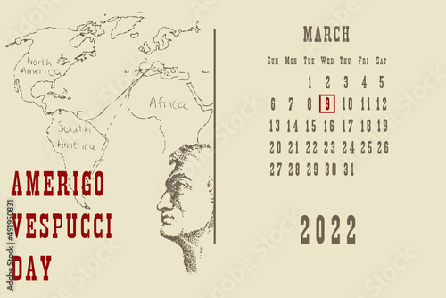 Calendar page Amerigo Vespucci Day