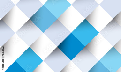 Abstract 3d white and blue geometric background with shadow. Checkerboard texture. Square abstract blue texture can be used in cover design, book design, poster, cd cover, ad. Vector illustration