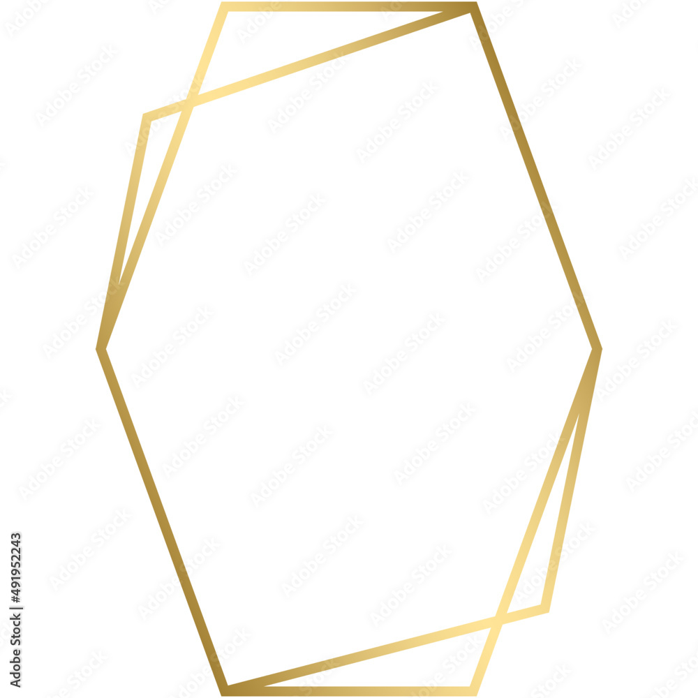 Luxury golden geometric polyhedron shape frame.