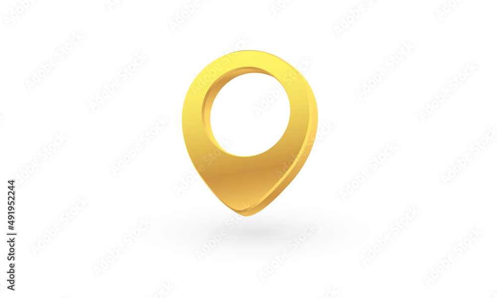 Map pointer pin made of gold isolated on white background Map pointer pin made of gold isolated on white background