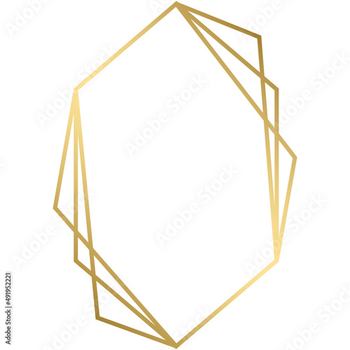 Quadro em tela Luxury golden geometric polyhedron shape frame.