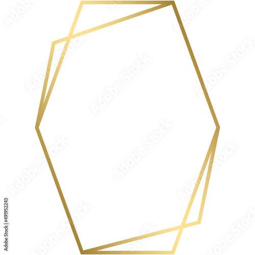 Luxury golden geometric polyhedron shape frame.
