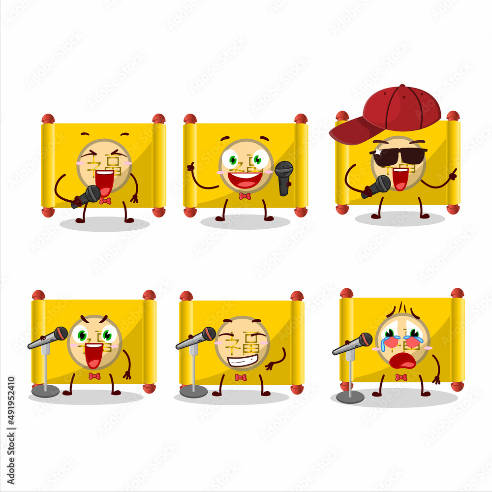 A Cute Cartoon design concept of yellow paper roll chinese singing a famous song