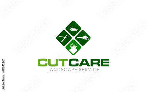 Illustration vector graphic of lawn care, landscape, grass concept logo design template-01