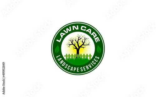 Illustration vector graphic of lawn care, landscape, grass concept logo design template-01