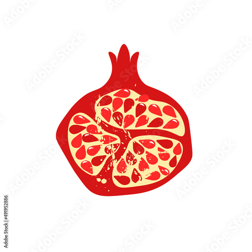 Trendy logo design with pomergranate. Healthy fruit scetch.