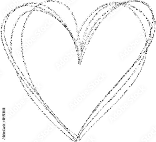 Black paint heart shape frame illustration . Decorative doodle love symbol.