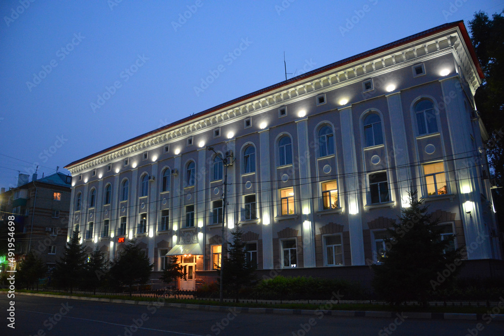 The administrative building of the railway in the city of Komsomolsk-on-Amur