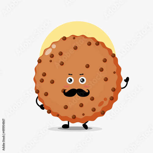 Cute chocolate cookie character with mustache