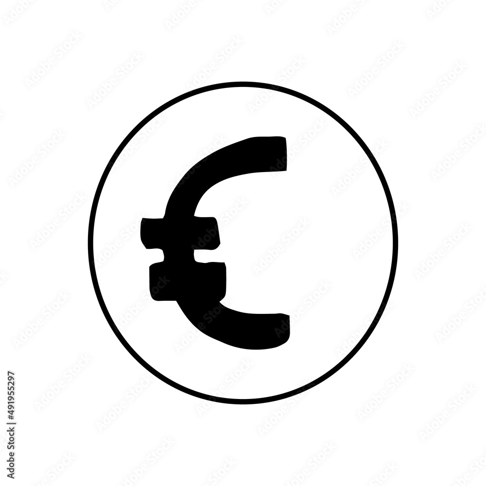 coin with euro symbol hand drawn in doodle style. vector, line art, nordic, scandinavian, minimalism, monochrome. icon, sticker. money. coin with euro symbol hand drawn in doodle style. vector, line art, nordic, scandinavian, minimalism, monochrome. icon, sticker. money.