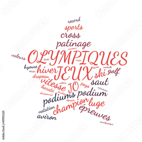 Illustration JO en nuage de mots avec un fond transparent