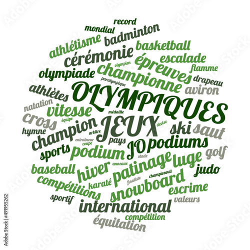 Illustration JO en nuage de mots avec un fond transparent