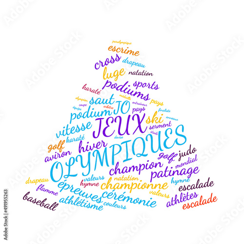 Illustration JO en nuage de mots avec un fond transparent