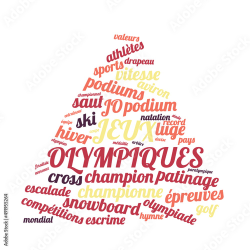 Illustration JO en nuage de mots avec un fond transparent