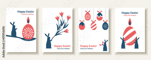 Set Of 4 Silhouette Easter Card Design 3  For greeting,invitation,poster and flyer etc.