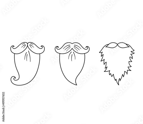Silhouettes of different types of dwarf beards. Vector outline simple illustration isolated on white background