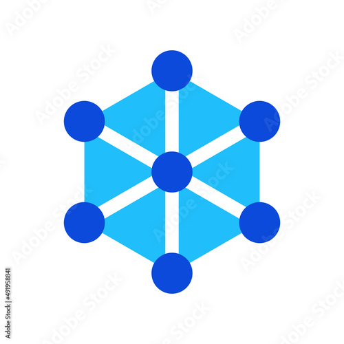 Social network connection icon vector graphic illustration in blue