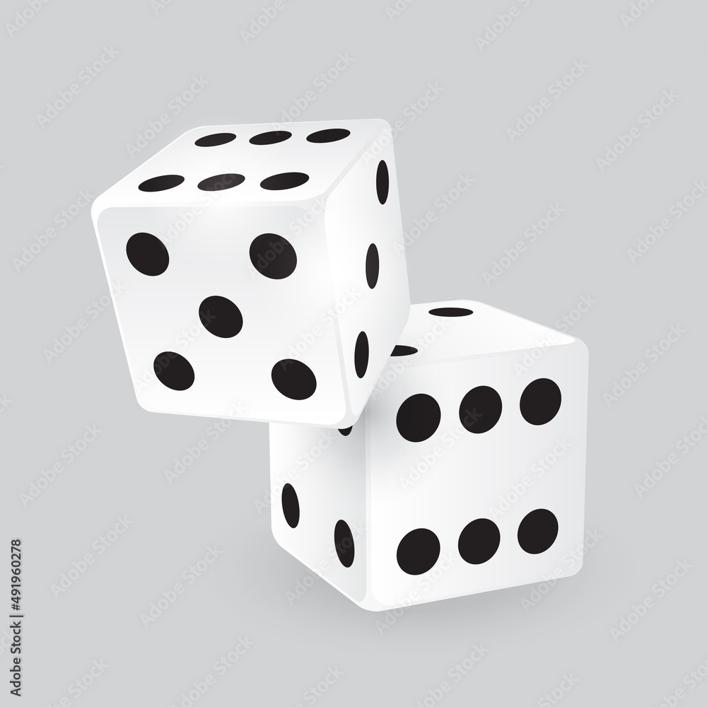 Two dice casino gambling 3d vector illustration style Two dice casino gambling 3d vector illustration style