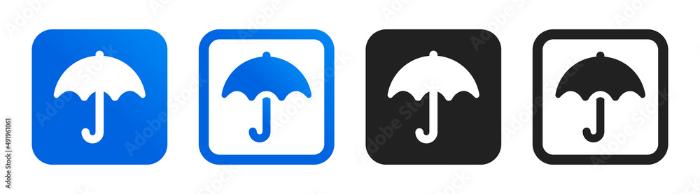 Umbrella flat icon collection. Protection sign Umbrella flat icon collection. Protection sign