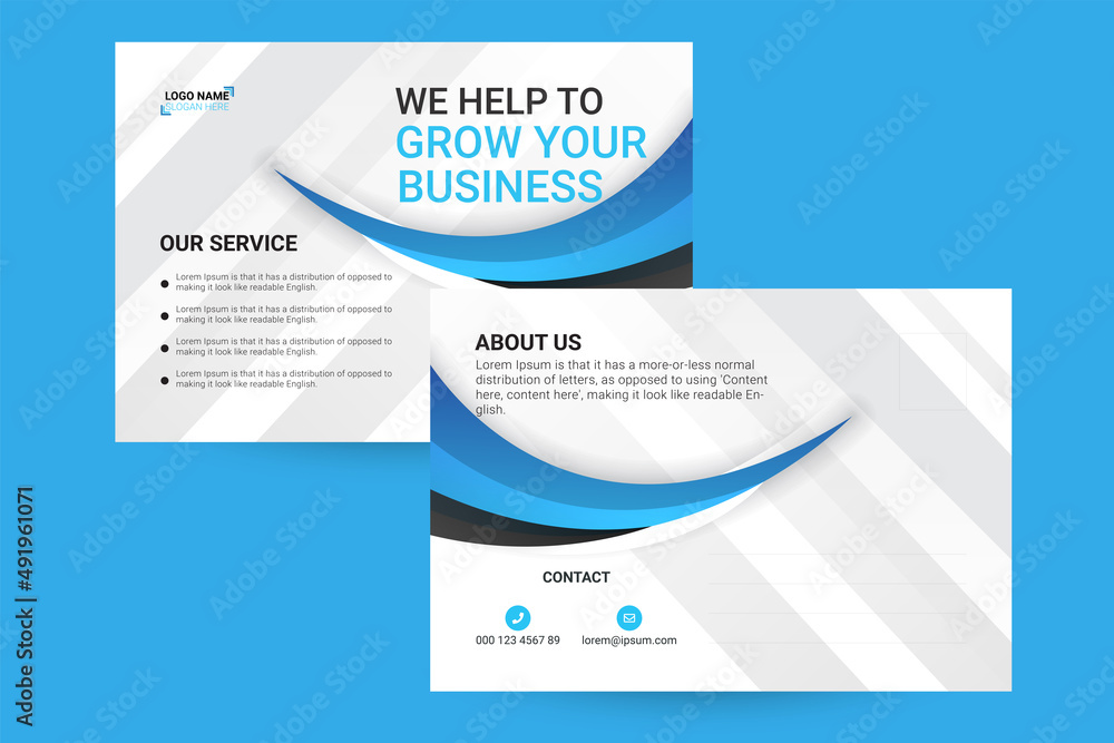 Abstract Corporate Postcard Template Design Layout