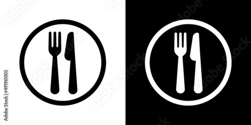 Fork  knife and plate icon set.