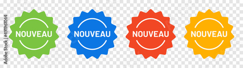  Nouveau icône. Nouveau badge icon collection on transparent background.