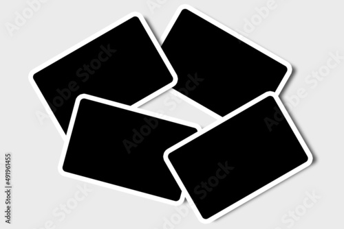 4 Rectangle photo frames in black and white colors with clean rectangular borders and a cool layout. Used as a collage template to place your album pictures or photographs in an old classic look.
