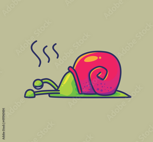 Fototapeta Naklejka Na Ścianę i Meble -  cute cartoon snail tired stress depression frustated. animal flat cartoon style illustration icon premium vector logo mascot suitable for web design banner character