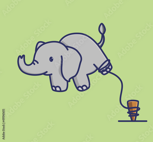 cute baby elephant in zero gravity. animal flat cartoon style illustration icon premium vector logo mascot suitable for web design banner character