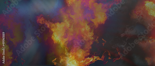 Fototapeta Naklejka Na Ścianę i Meble -  fire flames and smoke 3d-illustration