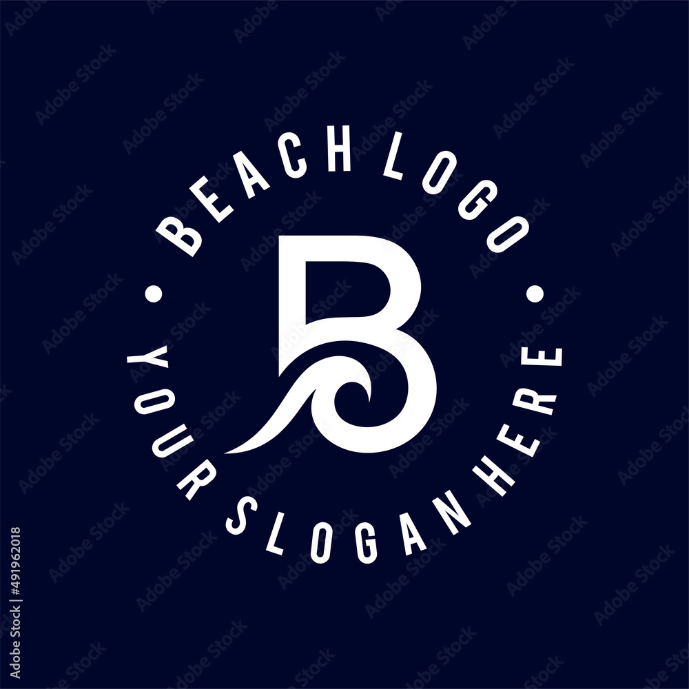 letter B logo with beach concept letter B logo with beach concept
